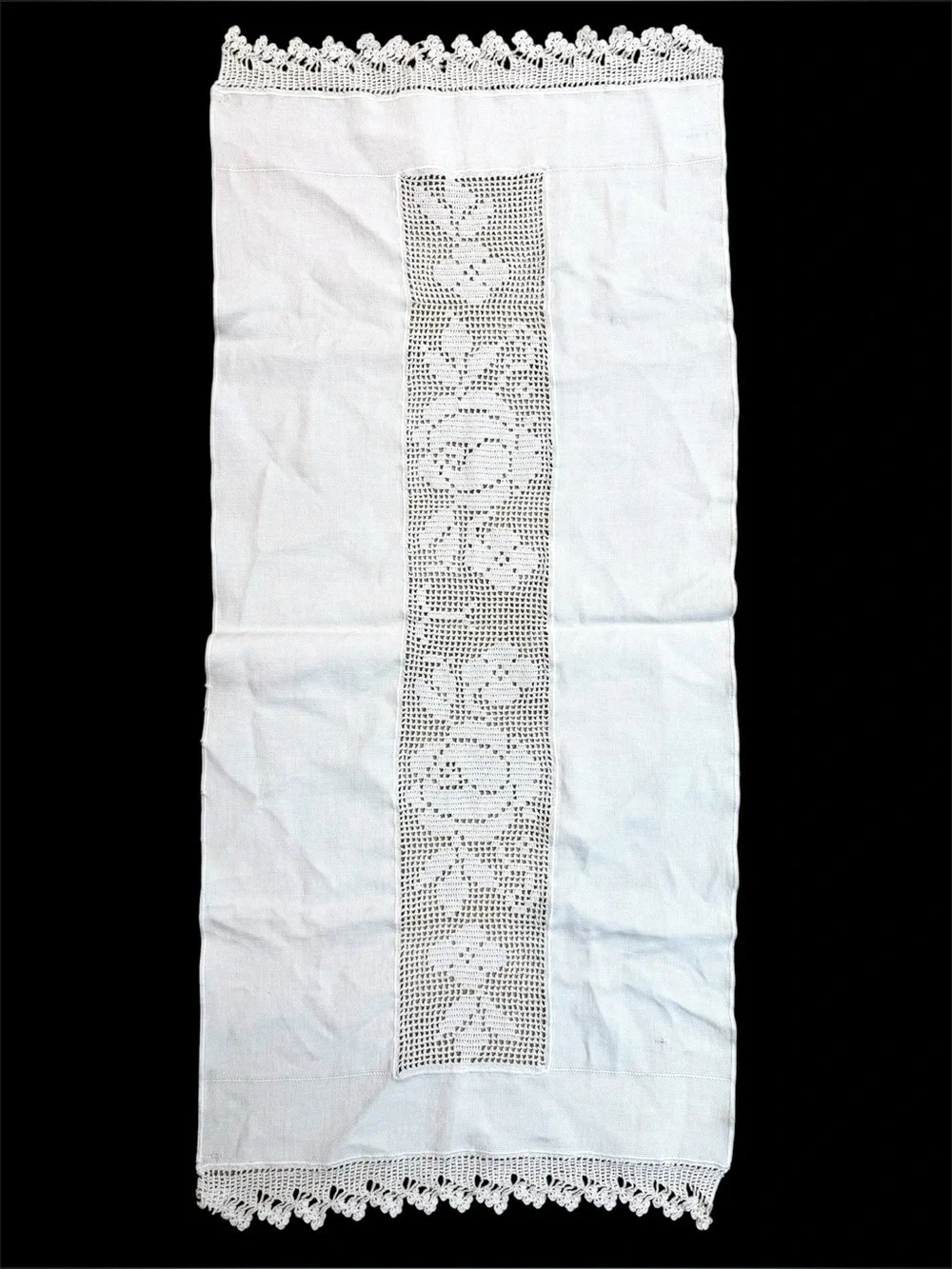 Vintage White Crochet Table Runner